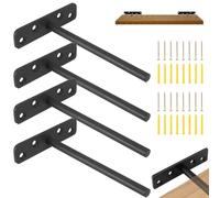 OUZHOU 4 Pcs Floating Shelf Bracket, Hidden Shelf Brackets 6 Inch Solid Steel Shelf Support, Heavy Duty Shelf Brackets T Shape Concealed Steel Bracket for Shelves Wall Mounted Cabinet Furniture