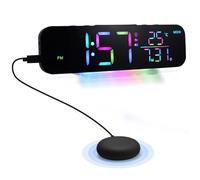 OUZHOU Alarm Clocks for Heavy Sleepers, Vibrating Alarm Clocks with Bed Shaker, Digital Clock with 8 Colours RGB Display Brightness Dimmer and Dual Alarm, Loud Alarm Clock for Hearing Impaired Deaf