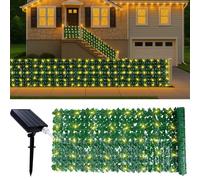OUZHOU Artificial Ivy Fence Screening, 1m x 3m Ivy Trellis with Solar Lights 8 Warm Light Modes, Artificial Hedge Screening Privacy Fence IP65 Waterproof & UV-Stabilized for Garden Balcony Decor