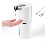 OUZHOU Automatic Soap Dispenser Touchless, 380ML Rechargeable Liquid Electric Soap Dispenser with 4 Adjustable Levels, Wall Mounted Hand Soap Dispensers IPX5 Waterproof for Kitchen Bathroom