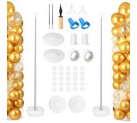 OUZHOU Balloon Arch Kit Set of 2, 2m Height Adjustable Balloon Arch Stand with Reusable Metal Telescopic Poles Column Stand Display, Balloon Stands for Floor Birthday Wedding Party Decoration