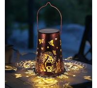 OUZHOU Butterfly Solar Lantern, Hanging Solar Lights Outdoor Garden, Metal Lanterns for Outside, IP65 Waterproof Garden Ornaments Outdoor Butterfly Lights for Table Patio Balcony Yard