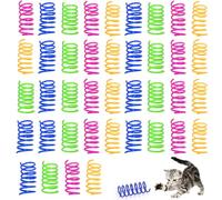 OUZHOU Cat Springs, 40Pcs Colourful Interactive Cat Spring Toys, BPA Free Plastic Coil Spring Kitten Toy, Interactive Pet Toys for Cats to Keep Fit Swatting Biting