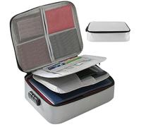 OUZHOU Fireproof Document Box, Large Capacity 3-Layer Fireproof Document Bag with Lock, Waterproof Fireproof Documents Storage Box for A4 Files, Passports, Certificates, Legal Files and Valuables