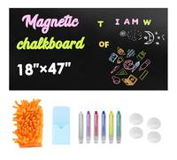 OUZHOU Magnetic Board for Wall, Magnetic Chalkboard 45 x 120cm Self-Adhesive with Chalk Markers, Magnet Button, Pen Holder & Rag, Magnetic Wall Sticker Perfect for Kids’ Learning, Home School Offices