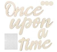 OUZHOU Once Upon a Time Sign Wall Decal, Wooden Reading Corner Sign for Kids Nursery, DIY Once Upon Time Wall Sticker with Glue, Reading Nook Library Decor Bookshelf Bedroom Home Decoration