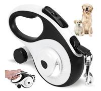 OUZHOU Retractable Dog Lead 8m/26ft, Heavy Duty Extendable Dog Lead for Medium Large Dogs Up to 50kg, Flexi Lead with 360° Tangle-Free, Anti-Slip Handle with Quick Brake & Poop Bag Dispenser White