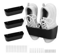 OUZHOU Wall Mounted Shoes Rack, 4 Pack Motorhome Shoe Holder, Wall Shoe Rack Self Adhesive Or Drilling 2 Ways Installation, Caravan Accessories Hanging Shoe Storage for Shoes Slippers(Black)