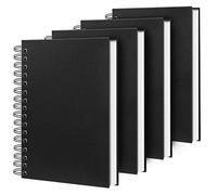 Ouzoustate 4 Pack Spiral Notebook,A5 Lined Black Journal Notebook 5.62 x 8.4 inches-100 Sheets/200 Pages,100GSM Thick Paper,Hardcover Journals for Writing Work School Supplies