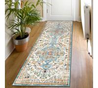 OUZUIU Boho Vintage - Inspired Distressed Runner Rug, Washable Non - Slip Low Pile Non - Shedding, Ideal for Hallway, Entryway, Kitchen, Bedside, Laundry Room & Bathroom 80x200cm carpet
