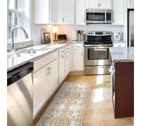 OUZUIU Vintage Boho Long Carpet Runners, European classical style floral pattern carpet, for Hallways Kitchen Laundry Entryway Non-Slip Machine Washable - Yellow/Beige Style 60x90cm carpet