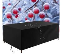 OUZUIU Winter Waterproof Outdoor Garden Table Cover for Rectangular Table and Chair Set 280x140x90cm/LxWxH 420d Heavy Duty Oxford Fabric Patio Table Cover Windproof Anti-UV Cold and Rainproof