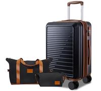 OUZZO Luggage Set with Spinner Wheels, Expandable Carry On Luggage, TSA Lock, PC Hardshell Suitcase Set 20/24/28 Inch for Travel, Business, black, 1 Piece-20" (Carry On)