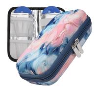 OVAKIA Insulin Cooler Case for Medicine Carrying On, with 2 Gel Ice Pack Travel Pack Keep Cooling Portable Diabetic Bag Durable Medicine Pouch Supplies for Home Office Hiking Outdoor (Print Pink)