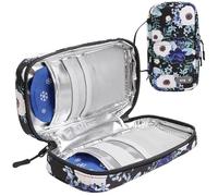 OVAKIA Insulin Cooler Travel Case with 2 Gel Ice Pack, Diabetic Bag for Medicine Carrying On, Portable Insulated Supplies for Medication Cooling Insulation (White Flower)