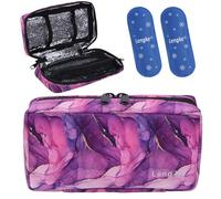 OVAKIA Insulin Cooling Case Pack,Travel Medicine Organizer,Portable Diabetic Supplies Cooler Handy Bag Pouch with 2 Ice Gel Pack (Purple Pink)