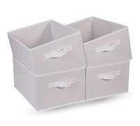 OVAKIA Storage Box Large Capacity 4 Pack, Foldable Fabric Drawer Organisers Storage Box with Handles Collapsible Clothes Wardrobe Storage Organiser for Shelves Clothes Shirts Pants Toys (White)