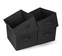 OVAKIA Storage Box Large Capacity 4 Pack, Foldable Fabric Drawer Organisers Storage Box with Handles Collapsible Clothes Wardrobe Storage Organiser for Shelves Clothes Shirts Pants Toys (Black)