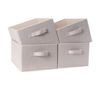 OVAKIA Storage Box Large Capacity 4 Pack, Foldable Fabric Drawer Organisers Storage Box with Handles Collapsible Clothes Wardrobe Storage Organiser for Shelves Clothes Shirts Pants Toys (Linen)