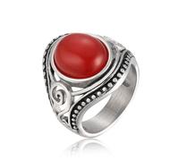 Oval 10x12mm Turquoise/Rose Quartz/Black onyx/Carnelian Stone Ring for Women Size 7 to 11, Metal, Carnelian