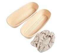 Oval 12 inch 2 Sets Bread Proving Basket with Linen Cloth Liner Sourdough Bannetons Bread Proofing Baskets Bread Baking Mold Bakery Tools