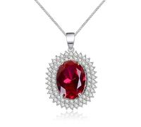 Oval 4ct Ruby Pendant Real Wedding Pendants Chain Necklace For Women Bridal Jewelry