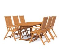 (Oval, 6 piece) vidaXL Solid Wood Acacia Garden Dining Set Table 5/7 Piece Oval/Rectangular