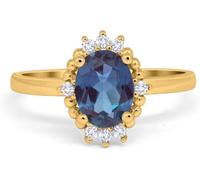 Oval Alexandrite Vintage Style CZ Wedding Engagement Rings For Women 925 Sterling Silver Gold Plated Gifts For Her (P)