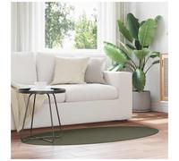 Oval Area Rug Forest Green 80x150 cm 100% Polyester Non-Slip Foldable Indoor Use
