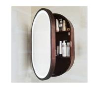 Oval Bathroom Cabinet with Mirror & LED Light, Wall-Mounted Storage Medicine Cabinet, 60x90 cm, 3 Colors Available, Stylish & Functional Space Saver