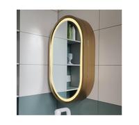 Oval Bathroom Medicine Cabinet with Mirror & LED Light, Wall-Mounted Storage, 3 Colors Available, 50 x 78 cm for Stylish Space-Saving Solutions