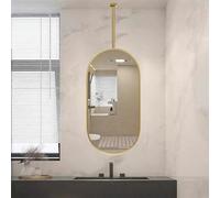 Oval Bathroom Mirror for Ceiling Hanging, Modern Wall Mounted Mirror Decorative Simple Glass Mirrors for Bedroom/Living Room/Hallway, Vanity Makeup Mirrors, Gold Metal Frame Mirror(50cmx60cm)