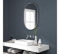 HOMCOM Oval Bathroom Mirror, Modern Wall Tempered Glass Mirror, 60 x 90cm