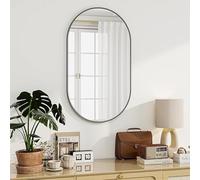 Oval Bathroom Mirror, Tempered Glass Wall Mounted Mirror, Bathroom Vanity Mirror Without Distortion Hanging Horizontally or Vertically For Bedroom, Entryway, Living Room(Black,50x100cm)