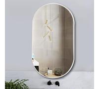Oval Bathroom Mirror, Tempered Glass Wall Mounted Mirror, Bathroom Vanity Mirror Without Distortion Hanging Horizontally or Vertically For Bedroom, Entryway, Living Room(White,60x90cm)