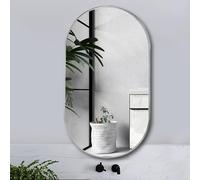 Oval Bathroom Mirror, Tempered Glass Wall Mounted Mirror, Bathroom Vanity Mirror Without Distortion Hanging Horizontally or Vertically For Bedroom, Entryway, Living Room(Silver,50x80cm)