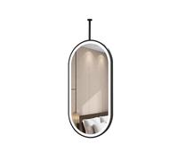 Oval Bathroom Mirror With Hanging LED Lighting, 3-color And Adjustable Brightness, Suitable For Living Room, Bedroom, And Walk-in Closet(Black,40x60cm)