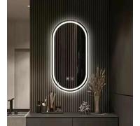 Oval Bathroom Mirror with LED Lighting Anti-Fog Smart Mirror with Memory Function Touch Sensor Switch Wall-Mounted Bathroom Mirror