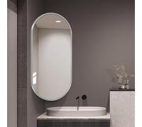 Oval Bathroom Mirror with Metal Frame Adjustable Rotating Makeup Mirror for Bathroom & Dressing Room Wall-Mounted Design (White W35xL60cm)