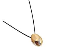 Oval Bead Clavicle Chain Fashionable Geometric Pendant Necklace for Women PU Leather Cord Collarbone Chain Accessory, Vertical 2, Metal, No Gemstone