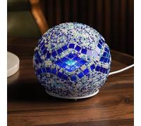 Oval Boho Turkish Exotic Mosaic Rotatable Table Lamp with USB Handmade Moroccan-style Bohemian Retro Lamp for Bedroom Christmas Office Art Decor