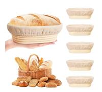 Oval Bread Proofing Basket 6 Pack Banneton Basket Sourdough Proofing Basket with Linen Cloth Liner, Proofing Bowls with Liners for Professional and Home Bakers Starter