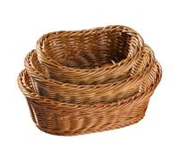 Oval Bread Serving Basket, Woven Bread Baskets | 3 x Food Storage Containers - Imitation Rattan Basket for Fruit, Bread, Towel, Home, Restaurant, Outdoor Use