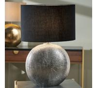 Oval Bronze Textured Ceramic Table Lamp With Champagne Lampshade Ruma Silver One Size