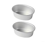 Oval Cake Pan Set 2-Piece 11.8x9.2x4.2cm Silver | aluminum, silver finish, quick , 11.8x9.2x4.2cm, dishwasher safe wash