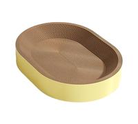 Oval Cardboard Cat Scratcher Bed Training Toy Furniture Protection for Indoor Cats Couch Grinding Claw Rest Scratching Board, L Green(L Yellow)