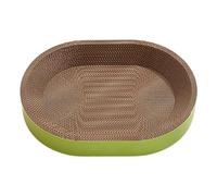 Oval Cardboard Cat Scratcher Bed Training Toy Furniture Protection for Indoor Cats Couch Grinding Claw Rest Scratching Board, L Green(XL Green)