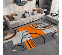 Oval Carpet Entryway Hallway Living Room Soft Non Slip Short Pile Machine Washable Hallway Bedroom rug Modern Geometric Orange, Gray, 140 x 180cm
