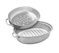 Oval Casserole Dish with Lid/Secondary Pot & Handles Roasting Stew Tin Oven or Barbecue Cooking (31 x 22cm)