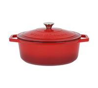 Argon Tableware 4.68L Oval Cast Iron Casserole Dish with Self-Basting Lid - Red Ombre - 1x Induction Hob Cooking Dutch Oven Bread Baking Serving Roasting Stew Stock Pot Cookware Pan